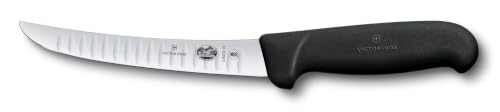 Victorinox Fibrox 6" Boning Knife, Wide Stiff Curved Granton Blade, Black