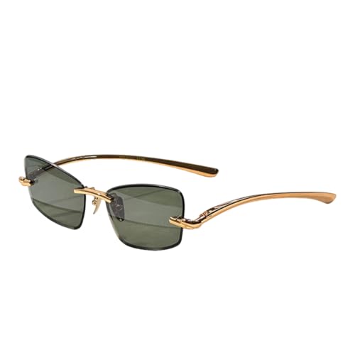 Lunettes de soleil œil de chat sans monture alliage confort visage fin