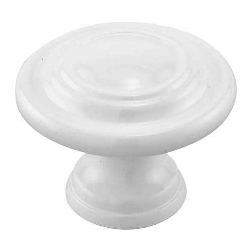 Prime-Line N 7439 Bi-Fold Door Knob Wide Base Large Diameter Door Knob For Easy Gripping Replace Old or Unsightly Knobs 1-11/16 in. Outside Diameter Diecast Classic White Finish (Single Pack)