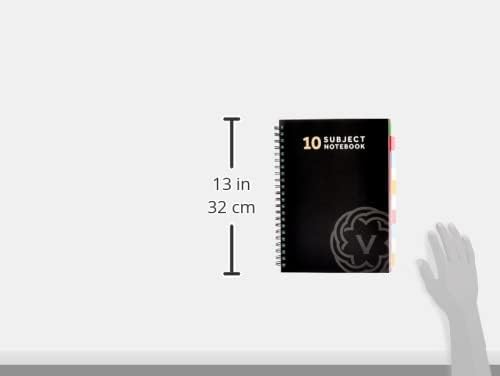 Vabe UK A4 Translucent Subject Notebook - 10 Dividers - 300 Pages ( 150 sheets ) - 100gsm White Ruled Paper - Thick Matte Laminated Cover (1, BLACK)