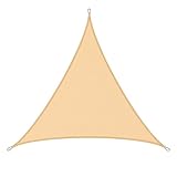 HOBBYGARDEN, Sonnesegel, für Swimming-Pool Balkon Terrasse Garten, gleichschenkliges Dreieck, Wasserdicht, Sonneschutz, Wetterschutz, UV Schutz, Segel, Beige, 6 m