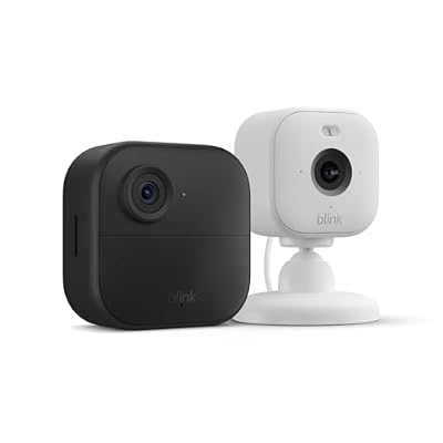 Blink Outdoor 4 + Blink Mini 2 Smart security cameras, two-way talk, HD live view, motion detection, set up in minutes, Works with Alexa 1 camera system + Mini 2 (White)