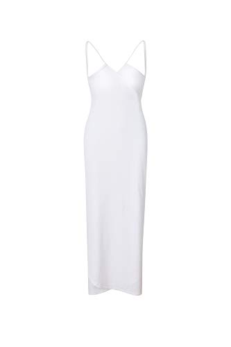 WEIMOB Pareo Cache Maillot de Bain Femme Sexy Cover Up Bikini Sarong Robe de Plage Bretelle Amincissante Col en V Portable Sechage Grande Taille Blanc ,44(XXL) Cover