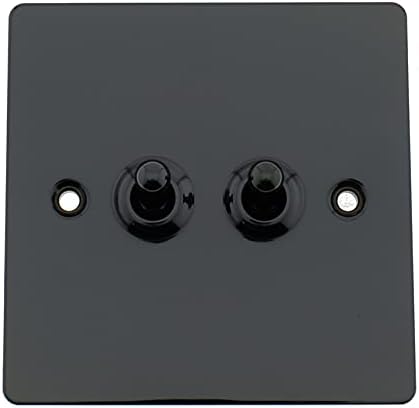 Volex Accessories 2 Gang 2 Way Toggle Light Switch, 10AX Black Nickel - Mirror Effect