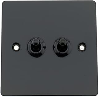 Volex Accessories 2 Gang 2 Way Toggle Light Switch, 10AX Black Nickel - Mirror Effect
