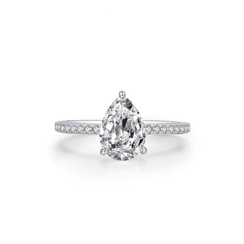 Bague argent poire femme solitaire zircone alliance mariage 925