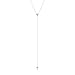 Sterling Silver Y Droplet Lariat Long Chain Necklace with Round Solitaire Bezel CZ Crystal Charm, Rhodium Plated 925 Silver, Adjustable Chain Length 16" - 18", with Jewelry Box