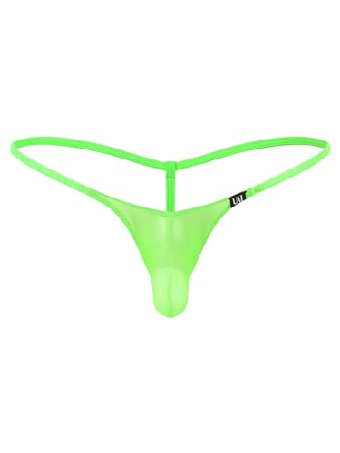 Moily Men's Sexy See-Through Mesh Thong Underwear Sissy Bulge Pouch Low Rise G-String Underpants T-Back Bikini Briefs