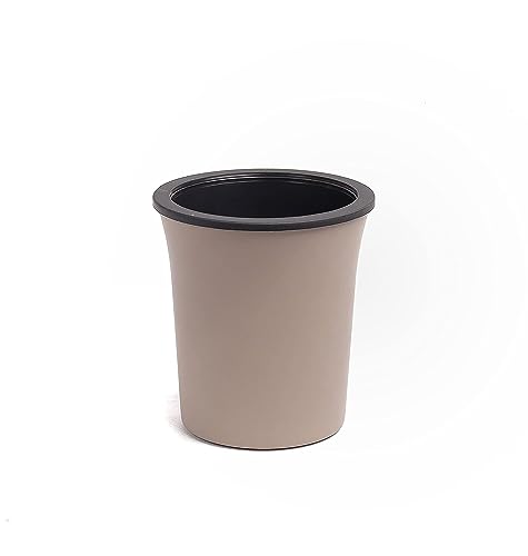 Image of Oslo Self Watering Pots | Planters for Your Home Living Room Office Decor, Round Plastic 4.3 Inch Set of 3 (Mocca) (Brown)