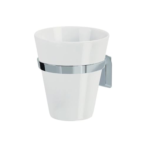 Bicchiere Fissare in Porcellana e Acciaio Max Light bianco cromato