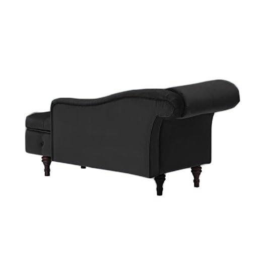 Image of Velvet Chaise Lounge Box Storage for Bedroom, Livingroom (Black)