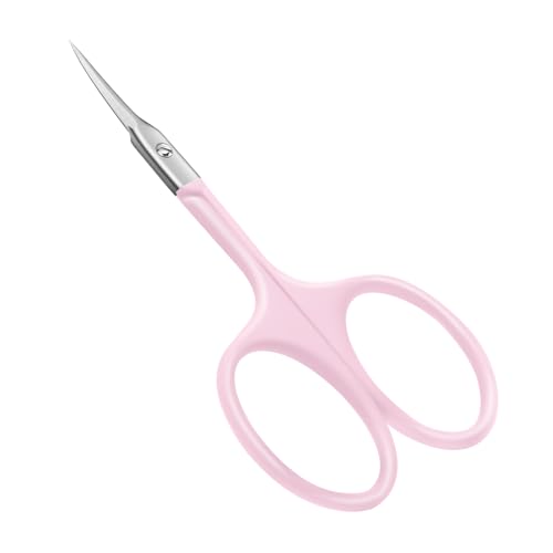 CGBE Forbicine per Cuticole in Acciaio Inossidabile: Forbici per Cuticole Professionale Punta Curva Sottile - Impugnatura Rotonda - Extra Affilate Forbici per Rimuovere Pelle Morta e Cuticole - Rosa