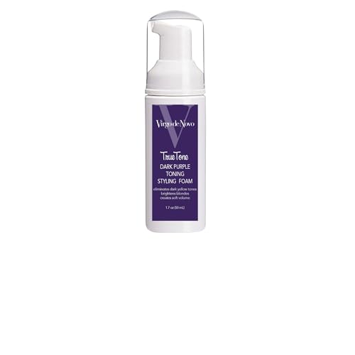 Image of Virgo de Novo Dark Purple Toning & Styling Foam - Brightens Blondes - Brondes - Removes Dark Yellow & Brassy Tones on Balayaged, Bleached, or Highlighted Hair - Adds Natural Body - 1.7 oz