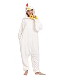 Hundredmore Unisex Adult Animal Onesie Pajamas, Men Women One Piece Cartoon Chicken Halloween Costume