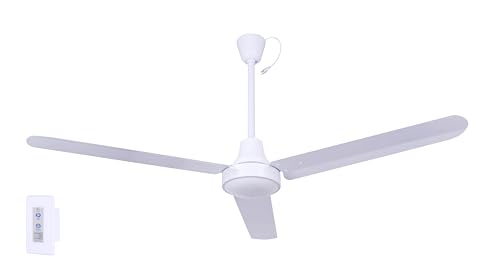 56" White Industrial Ceiling Fan – High-Performance DC