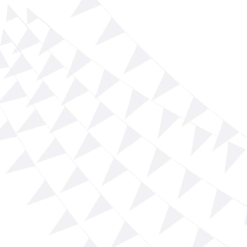 Blanc Drapeaux Triangle Banniere Bunting de Partie Guirlande Fanion Tissu Pennant Banderole Coloré pour Fête Anniversaire Mariage Noel Cérémonies Jardin...