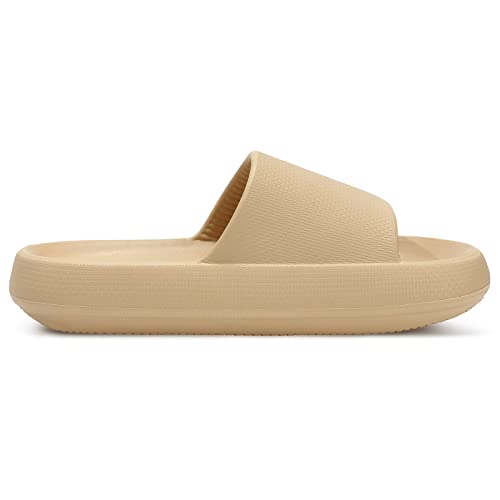 Image of welltree Slides for Women Men Pillow Slippers Non-Slip Bathroom Shower Sandals Soft Thick Sole Indoor and Outdoor Slides