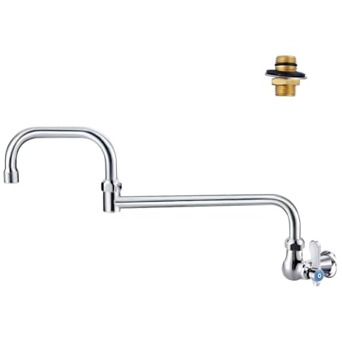 IVIGA Commercial Kitchen Sink Pot Filler Faucet with Double Joint Swing Nozzle, Wall Mount Single Handle Control Cold Only Folding Faucet, Brass Utility Sink Faucet for Restaurant Bar Cover