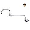 iVIGA Commercial Kitchen Sink Pot Filler Faucet with Double Joint Swing Nozzle, Wall Mount Single Handle Control Cold Only Folding Faucet, Brass Utility Sink Faucet for Restaurant Bar