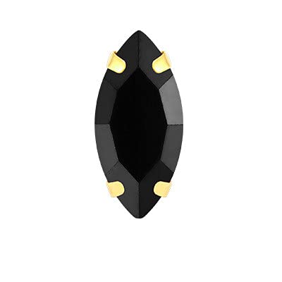 Horse Eye Colorful Sew On Rhinestones With Gold Claw Glass Crystal Sew On Stone For Clothing Accessories - (Color: Black/Size: 7X15Mm 20Pcs)