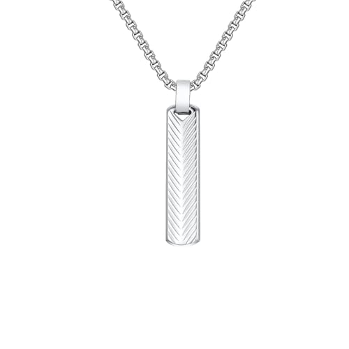 Collier barre verticale homme argent simple : Bijou minimaliste masculin