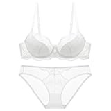 ALDOLA bügel für BH Set Push up büstenhebe Damen Weiß Damen BH-Sexy BH Mit Bügel Spitze Bauchfrei Crop Tops Bralette für Damen Soft Bras for Women (Größe:80C)