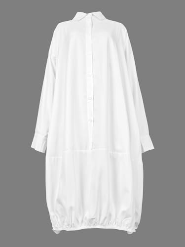 Image of UOOZEE Women's Long Sleeve Button Up Shirt Dresses Casual Loose Fit Spring Midi Dress with Pockets