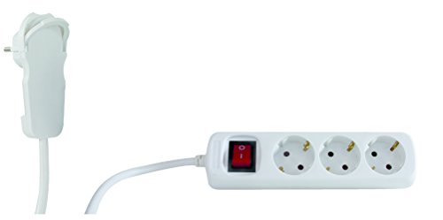 REV Ritter regleta de enchufes con plano conector, 3-compartimento, con interruptor, 2 M