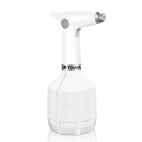 T TOVIA Automatic Electric Garden Sprayer Handheld with Adjustable Flow Tip, Battery Powered USB Rechargeable Fine Mist to Stream Spray Bottle for Gardening, Fertilizing, Household Cleaning (White) T TOVIA Automatic Electric Garden Sprayer Handheld with Adjustable Flow Tip, Battery Powered USB Rechargeable Fine Mist to Stream Spray Bottle for Gardening, Fertilizing, Household Cleaning (White)