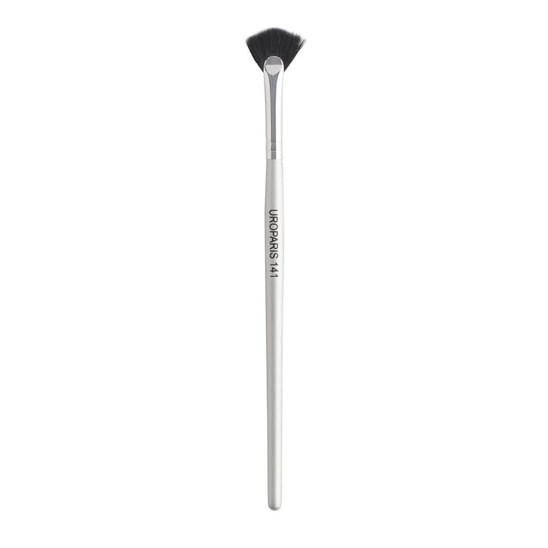 UROPARIS 141 Fan Brush for Makeup | Small Size with Synthetic Bristles & Wooden Handle | Soft Definition & Excess Product Cleanup with Ease - Silver (1 Piece)-image-5