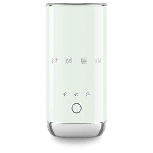 SMEG MFF02 Retro Style Mini Electric Milk Frother Automatic Hot and Cold Foam Maker for Cappuccino Latte & Specialty Coffee 500W One-Button Operation Compact Design Coffee Accessory-Pastel Green