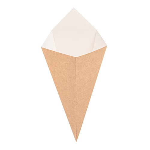 200 unité - Cornets Frites 'Thepack' 100 G 220 G/M2 12,8X21,7 Cm Naturel Carton Ondulé Nano-Micro