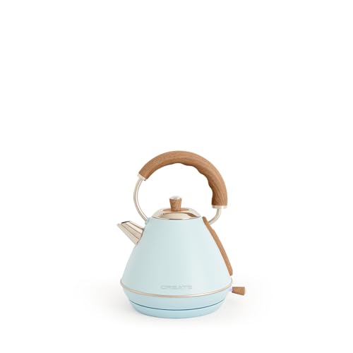 CREATE/KETTLE RETRO M/Hervidor de agua eléctrico azul/Ebullición rápida, capacidad 1l, apagado automático, filtrado anti-cal, autoapagado, indicador de nivel de agua, Ø17,2 cm, 1200 W