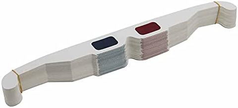 50 Pairs - Flat- 3D Glasses Red and Cyan White Frame Anaglyph Cardboard (Set of 50)