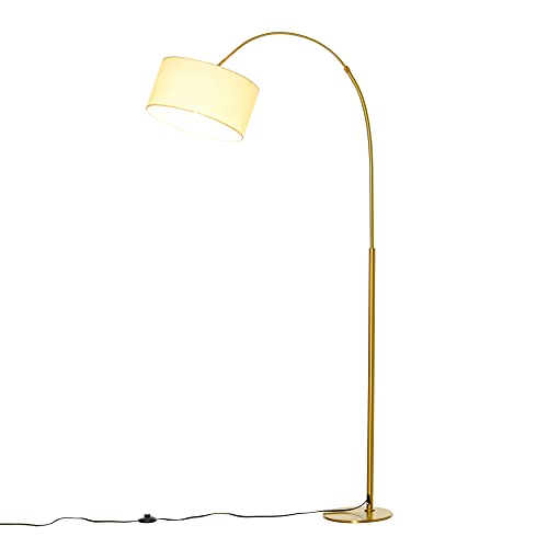 Buy 1 get 1 🔥 HOMCOM 6FT Arch Shape Floor Lamp with 180° Flexible Lampshade, Adjustable Pole, and Metal Round Base, Cream White