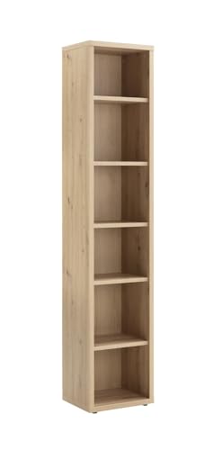 Composad | Libreria Alta della Linea DISEGNO Con 5 Ripiani Regolabili, Libreria Scaffale, Mobile Colonna, (LxAxP) 44x217,50x35,70 cm, Colore Rovere Mielato, Studio, Soggiorno, Ufficio, Made in Italy