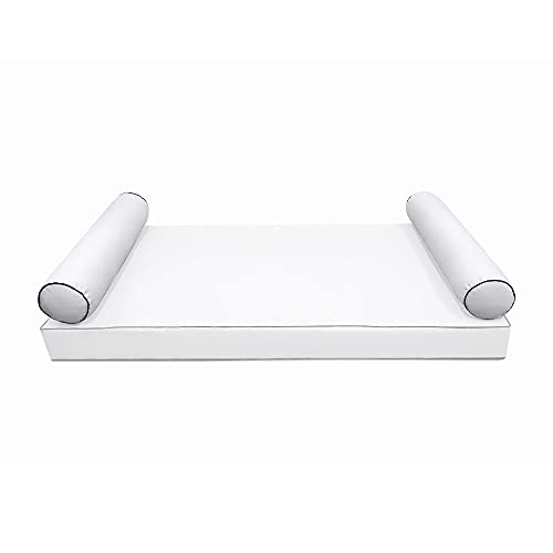 Prolinemax Style 5 Bolster Pillow for Outdoor Indoor Daybed Porch Swing Bed Crib Size Contrast Trim AD105 | Covers ONLY |