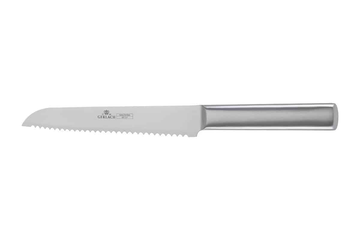 Gerlach Ambiente Juego de 5 Cuchillos de Cocina con Bloque, Acero Inoxidable, Madera de Roble, Cuchillo de Chef, para Pan, para Verduras