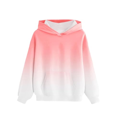 Girls Gradient Hoodies Long Sleeve Fleece Lined Pullover Fall Winter Soft Comfortable Preppy Hooded Sweatshirt