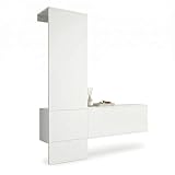 InnoFurn Garderoben-Set Nivo, Minimalistische Flurgarderobe mit Push-to-Open, Made in Germany Eingangsmöbel, Weiß matt (52 x 193 x 35 cm)