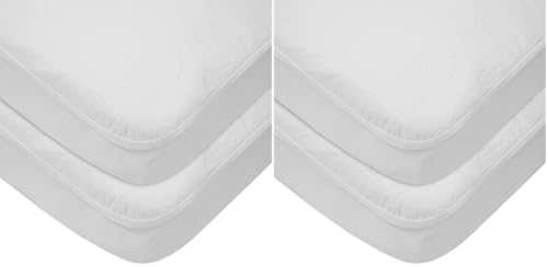 Image of TL Care 4 Pack Waterproof Fitted Crib and Toddler Protective Mattress Pad Cover, White