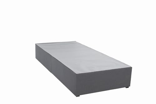 Panana Platform Bed Frame with/without Storage Drawers & Height Headboard Grey Linen Fabric Divan Bed Mattress Foundation with Metal Slats (3FT Single No Headboard No Drawer)