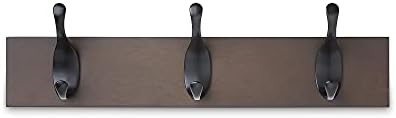 Amazon Basics Wall-Mounted Coat Rack - 5 Hooks, Light Walnut, Lot of 1