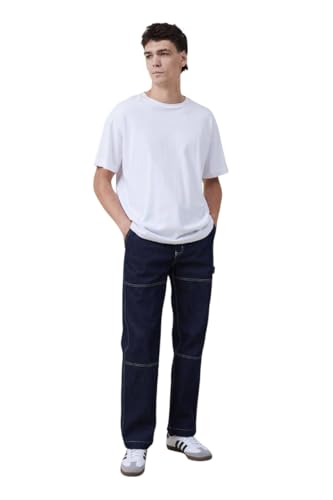 Image of KOTTY Men's Striped Black Velvet Button Regular Fit Jeans