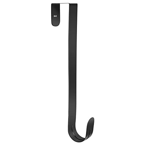 GameXcel 12" Wreath Hanger for Front Door - Large Wreath Metal Hook for Christmas Wreath Over The Door Single Hook, Black Cover