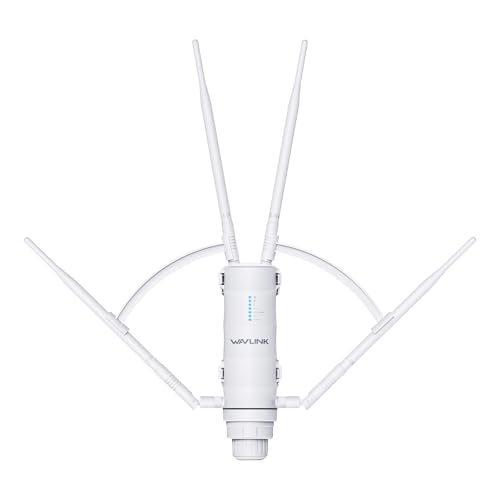 WAVLINK AC1200 High Power Outdoor Weatherproof WiFi Range Extender/Access Point/Router/Mesh with Passive POE, Dual Band 2.4GHz 300Mbps+5.8 GHz 867Mbps, 4x7dBi Detachable Omni Directional Antenna