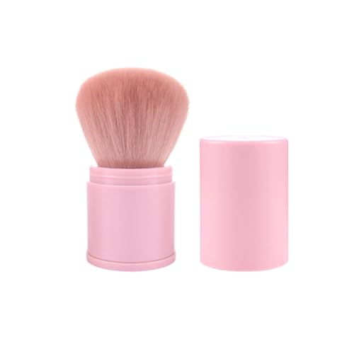 TOVINANNA 伸縮式フェイスパウダーアプリケーター ピンク 軽量で柔軟なルースパウダーパフ 携帯便利で洗える化粧ブラシ 均一な仕上がりメイク用