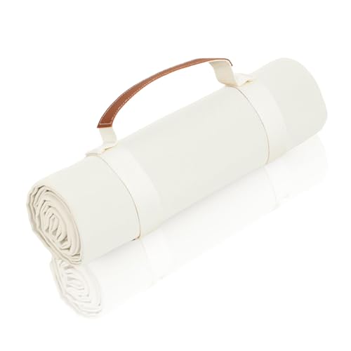 NOONOOJOOJOO White Picnic Blanket & Beach Mat – Canvas, Machine Washable, Large 4’9” × 6’3”