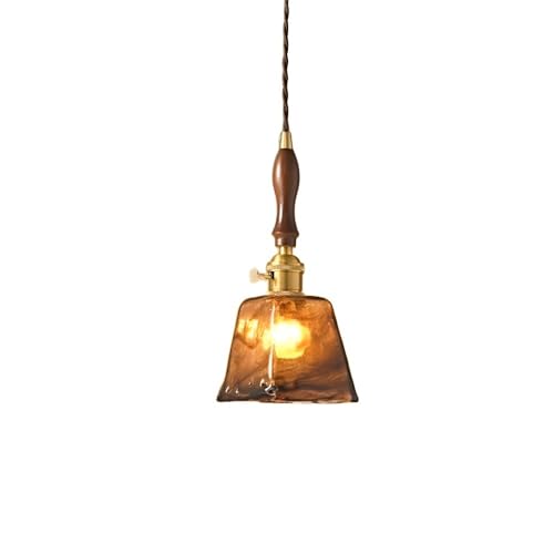 Lámpara de madera maciza y vidrio texturizado con elegante base de latón