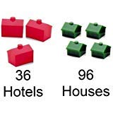 3 Pack - Monopoly House and Hotel Pack (96 Houses, 36 Hotels)
